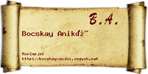 Bocskay Anikó névjegykártya