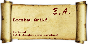Bocskay Anikó névjegykártya